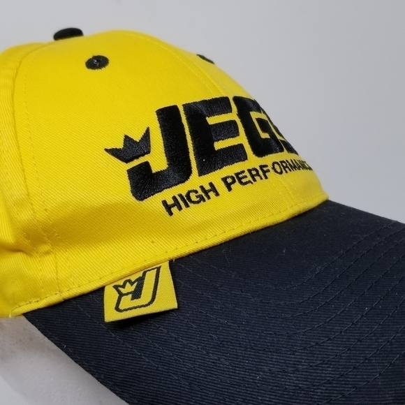 JEGS High Performance Baseball Cap Hat Adjustable Black Yellow Embroidered Cars - Picture 3 of 10
